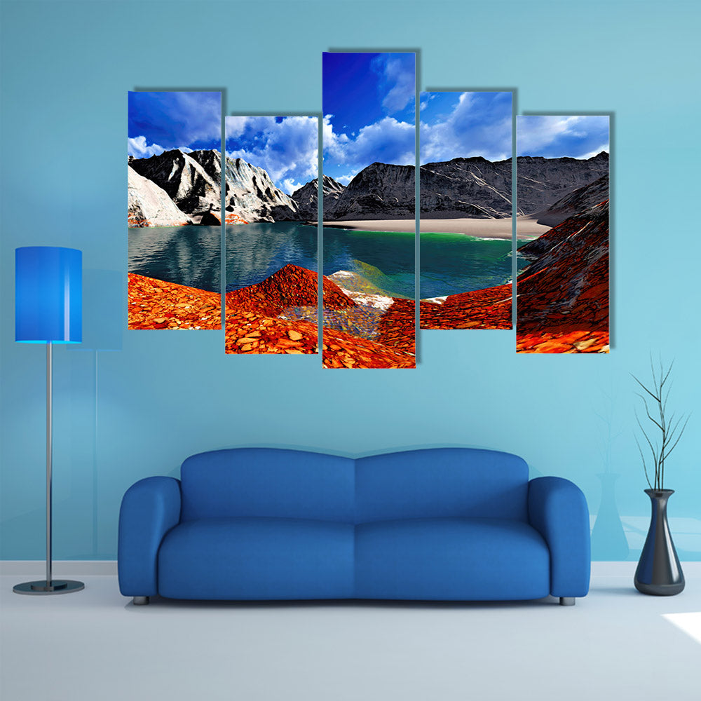 A very Beautiful landscape with huge waterfalls Multi Panel Canvas Wall Art