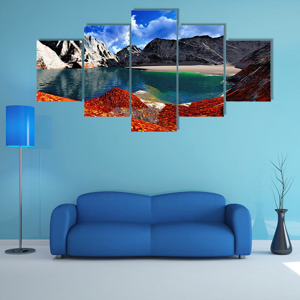 A very Beautiful landscape with huge waterfalls Multi Panel Canvas Wall Art