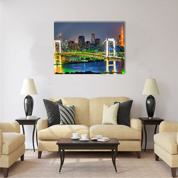 Tokyo skyline with Tokyo tower and rainbow bridge Multi panel canvas wall art
