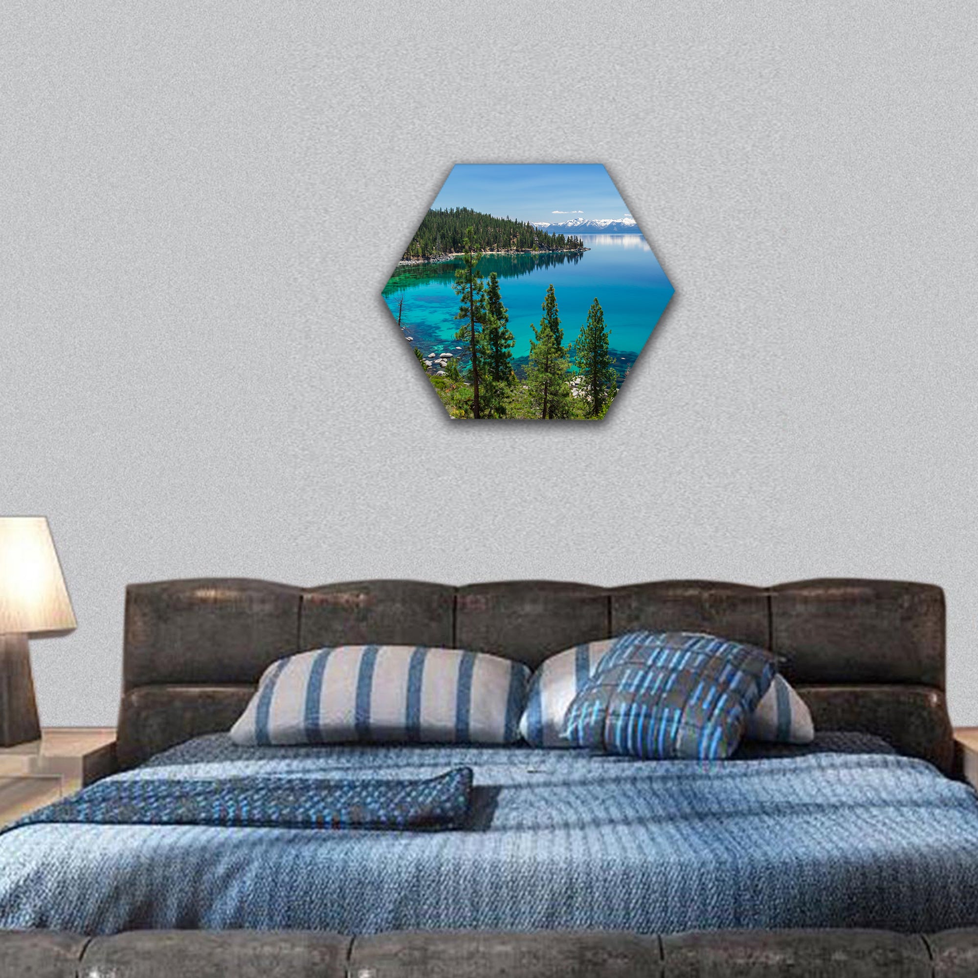 Lake Tahoe hexagonal canvas wall art