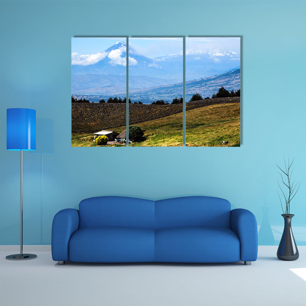 Tungurahua and Altar Volcanoes dominate the plateau multi panel canvas wall art