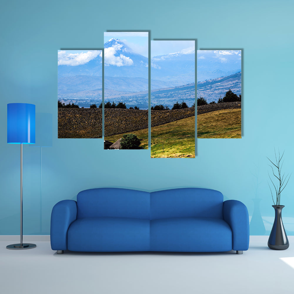 Tungurahua and Altar Volcanoes dominate the plateau multi panel canvas wall art