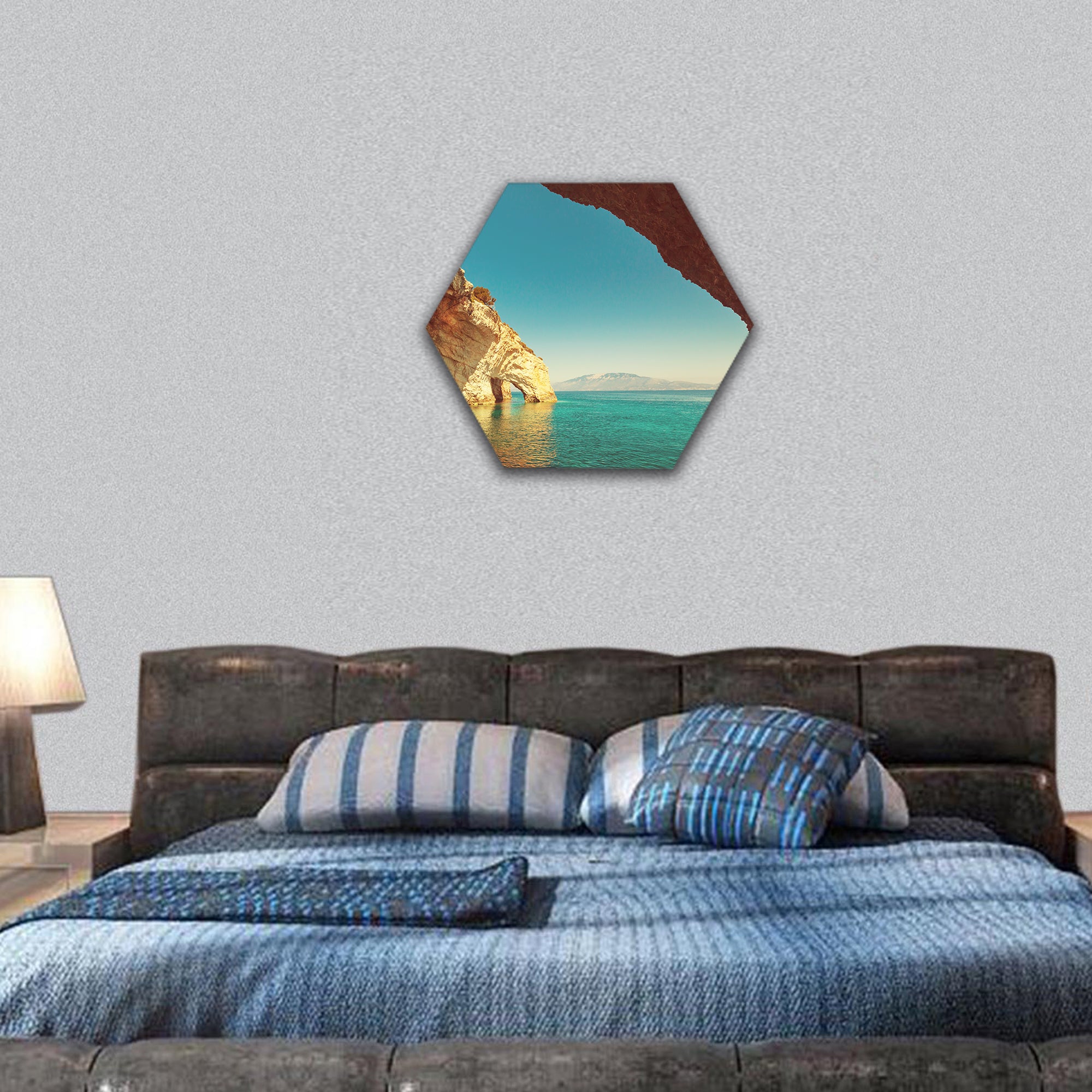 sea landscapes on Zakynthos Island in Greece hexagonal canvas wall art