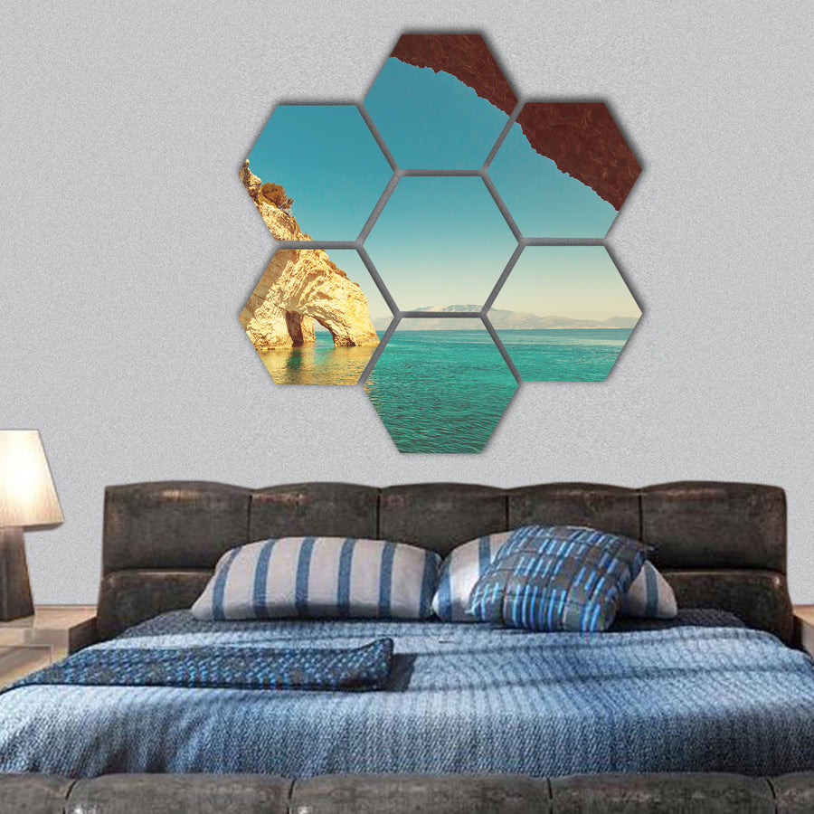 sea landscapes on Zakynthos Island in Greece hexagonal canvas wall art