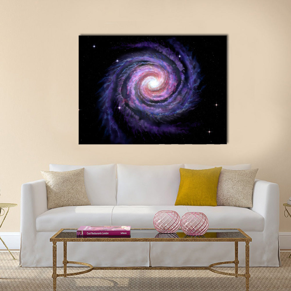 Spiral galaxy illustration of Milky Way Multi Panel Canvas Wall Art