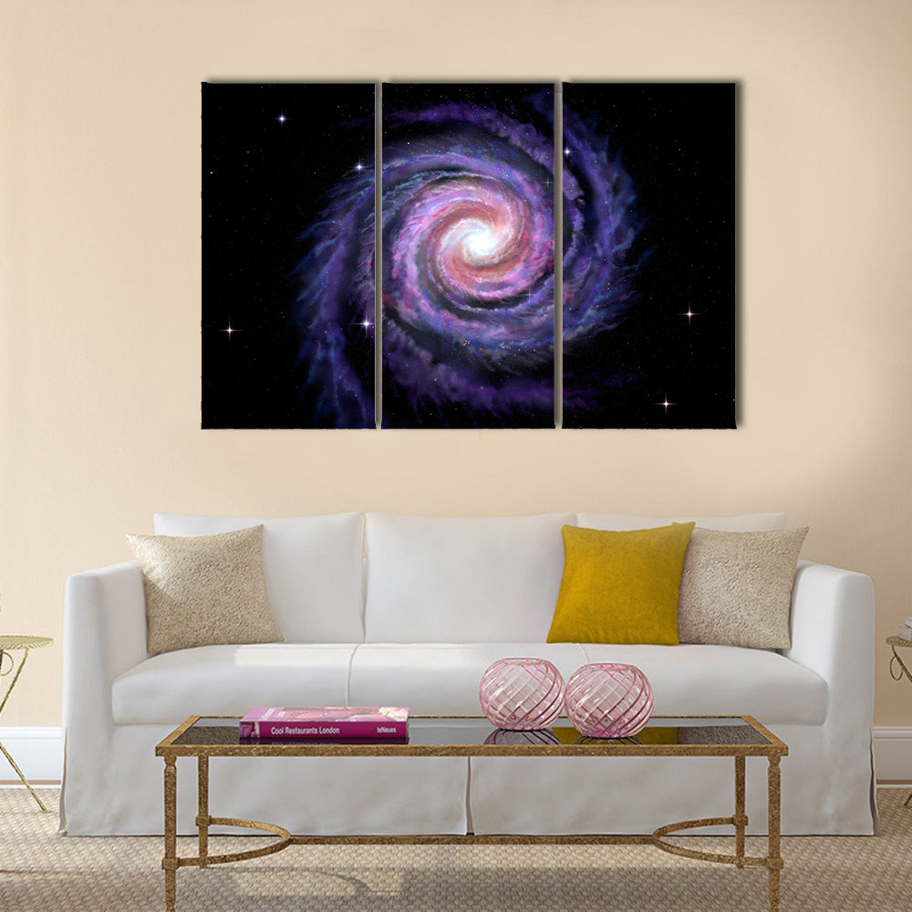 Spiral galaxy illustration of Milky Way Multi Panel Canvas Wall Art