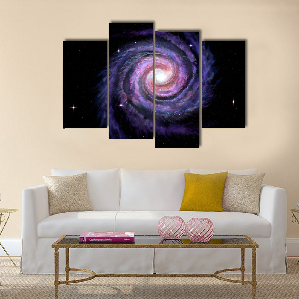 Spiral galaxy illustration of Milky Way Multi Panel Canvas Wall Art