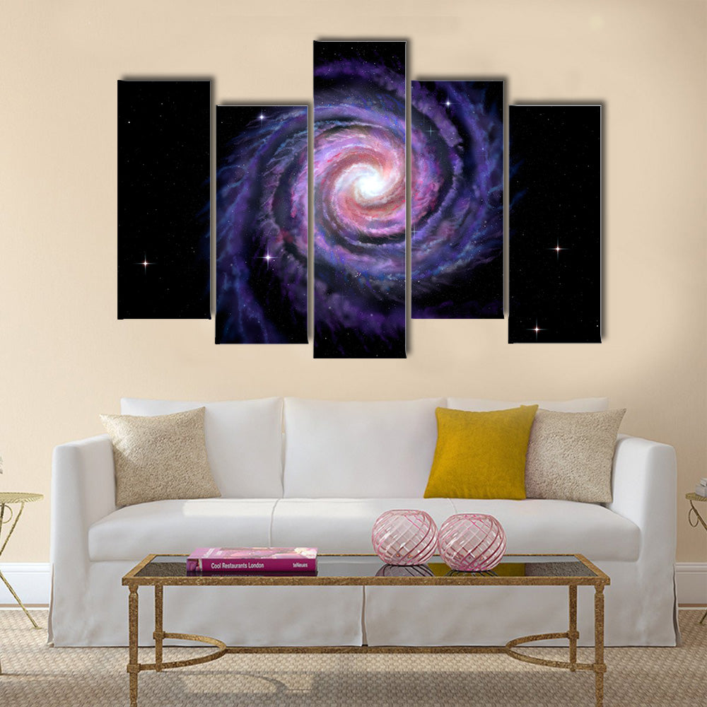 Spiral galaxy illustration of Milky Way Multi Panel Canvas Wall Art