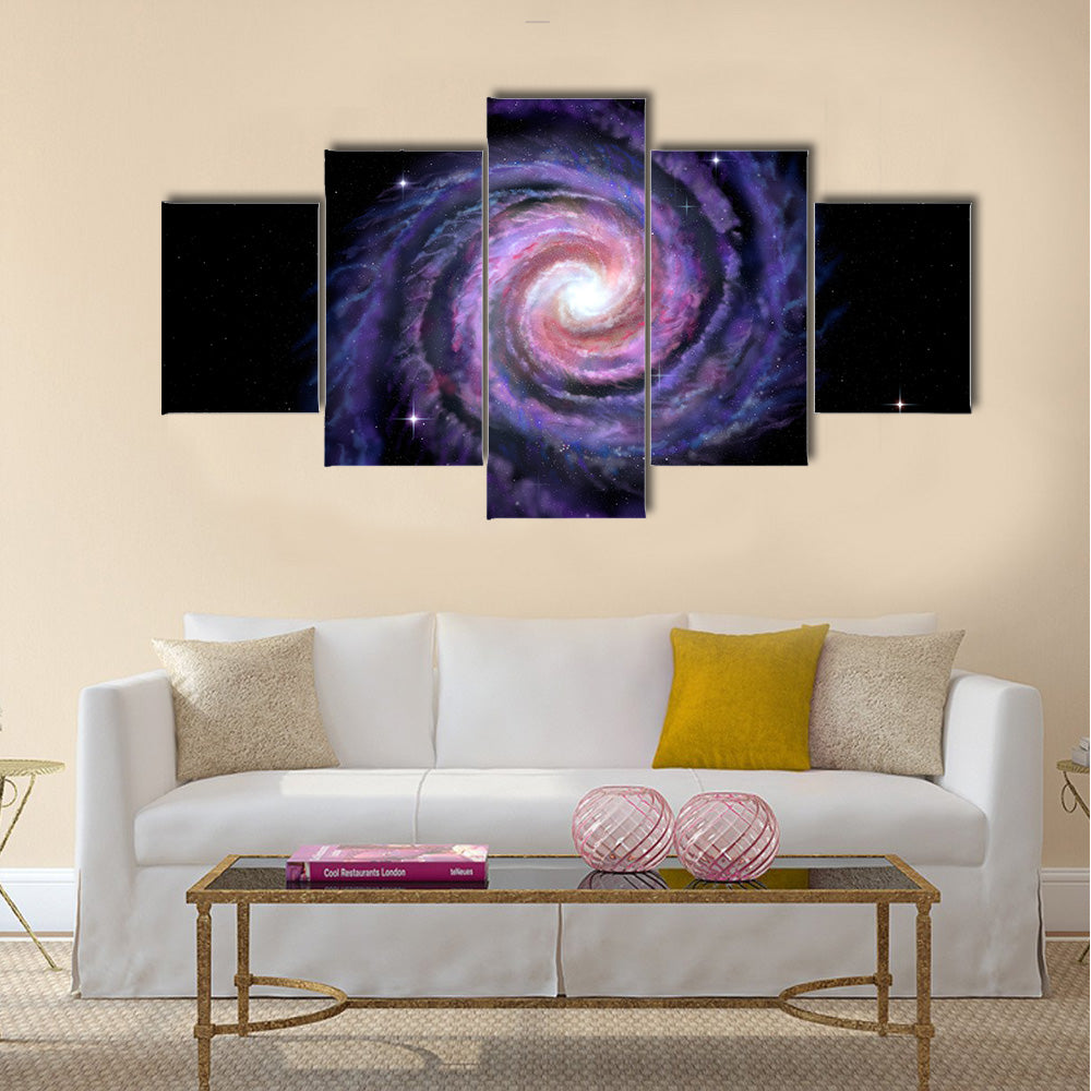 Spiral galaxy illustration of Milky Way Multi Panel Canvas Wall Art
