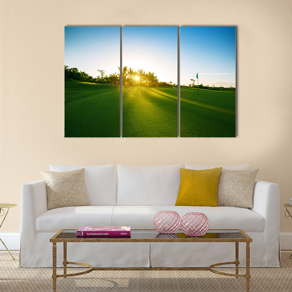 Golf course in the countryside Multi Panel Canvas Wall Art