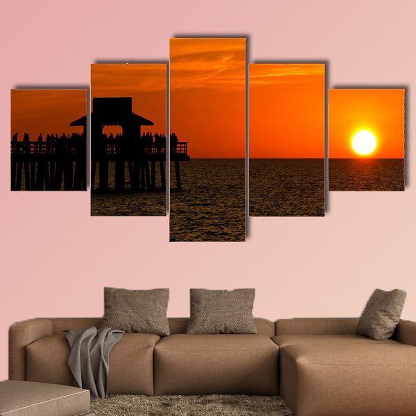 Sunset in Naples, Florida multi panel canvas wall art