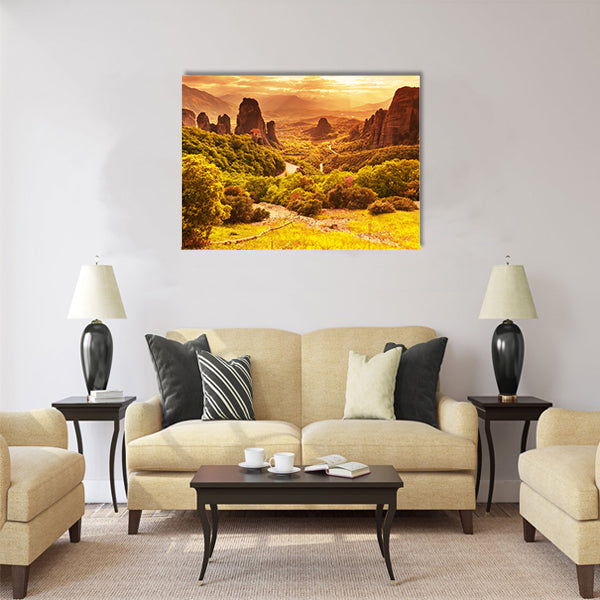 Meteora monasteries in Greece Multi Panel Canvas Wall Art