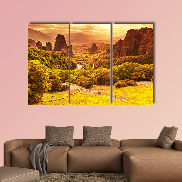 The Meteora monasteries in Greece multi panel canvas wall art