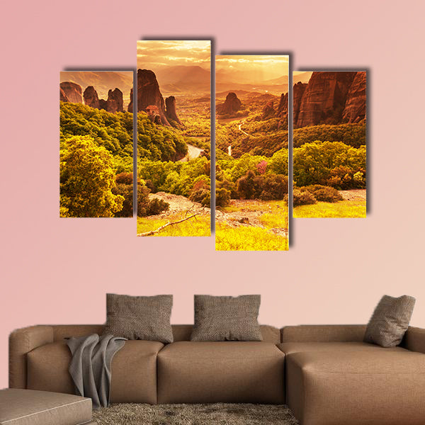The Meteora monasteries in Greece multi panel canvas wall art
