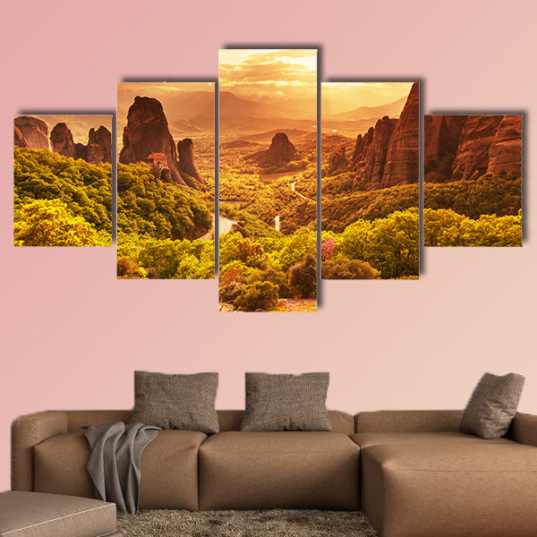 The Meteora monasteries in Greece multi panel canvas wall art