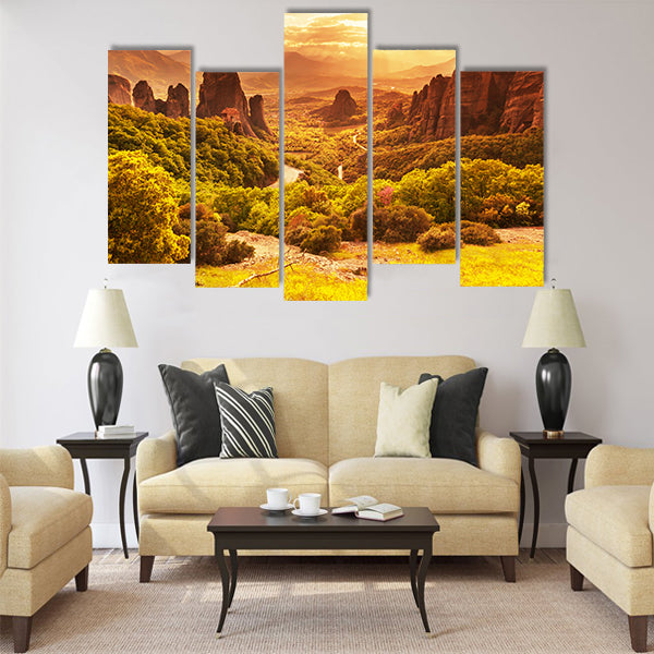 Meteora monasteries in Greece Multi Panel Canvas Wall Art