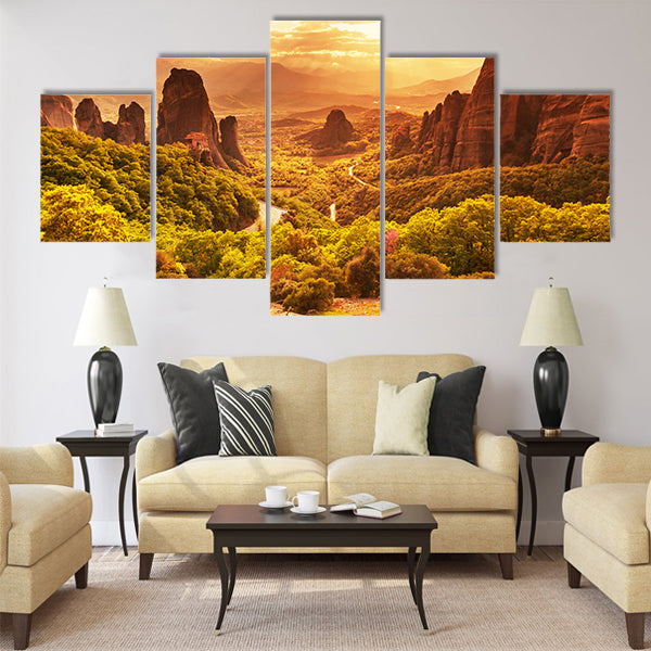Meteora monasteries in Greece Multi Panel Canvas Wall Art