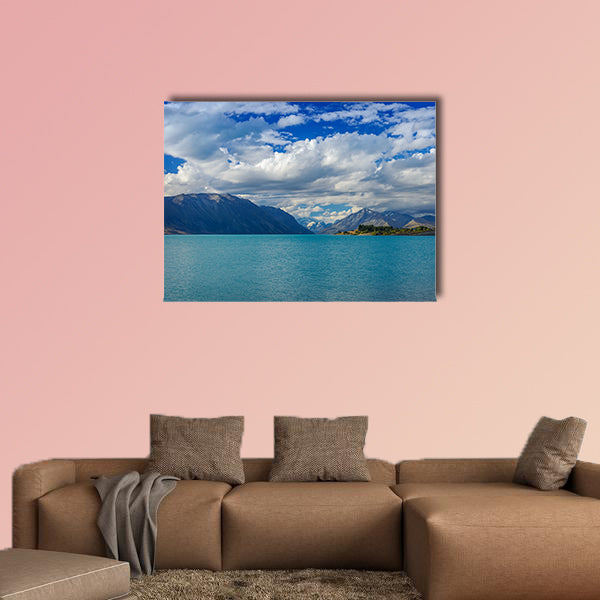 Beautiful from The Lake Tekapo with mountains and deep blue cloudy sky wall art
