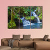 Beautiful waterfall in tropical rainforest in Hawaii Multi panel canvas wall art