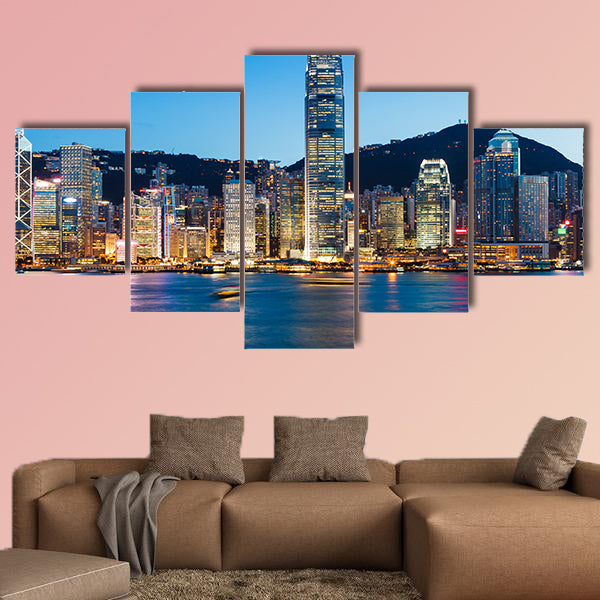 Victoria Harbor in Hong Kong multi panel canvas wall art