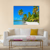 Amazing view of Caribbean beach exotic palm trees Multi Panel Canvas Wall Art