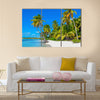 Amazing view of Caribbean beach exotic palm trees Multi Panel Canvas Wall Art