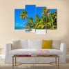 Amazing view of Caribbean beach exotic palm trees Multi Panel Canvas Wall Art