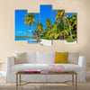 Amazing view of Caribbean beach exotic palm trees Multi Panel Canvas Wall Art