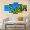 Amazing view of Caribbean beach exotic palm trees Multi Panel Canvas Wall Art