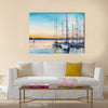 Summer landscape with sailboats in bay Multi Panel Canvas Wall Art