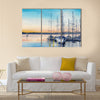 Summer landscape with sailboats in bay Multi Panel Canvas Wall Art