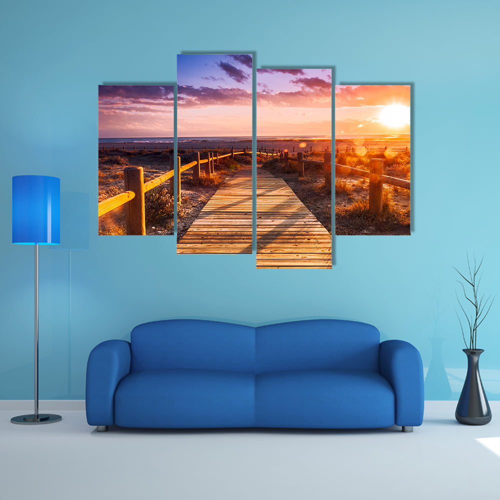 A Sunset Beach Near Almeriam Spain, Andalusia Multi Panel Canvas Wall Art