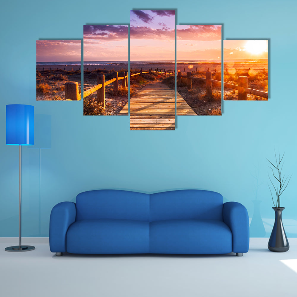 A Sunset Beach Near Almeriam Spain, Andalusia Multi Panel Canvas Wall Art