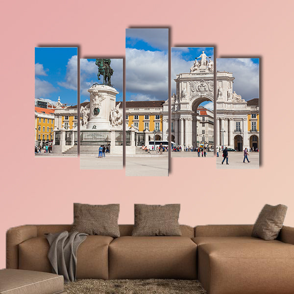 Commerce square, Praca do commercio in Lisbon, Portugal multi panel canvas wall art
