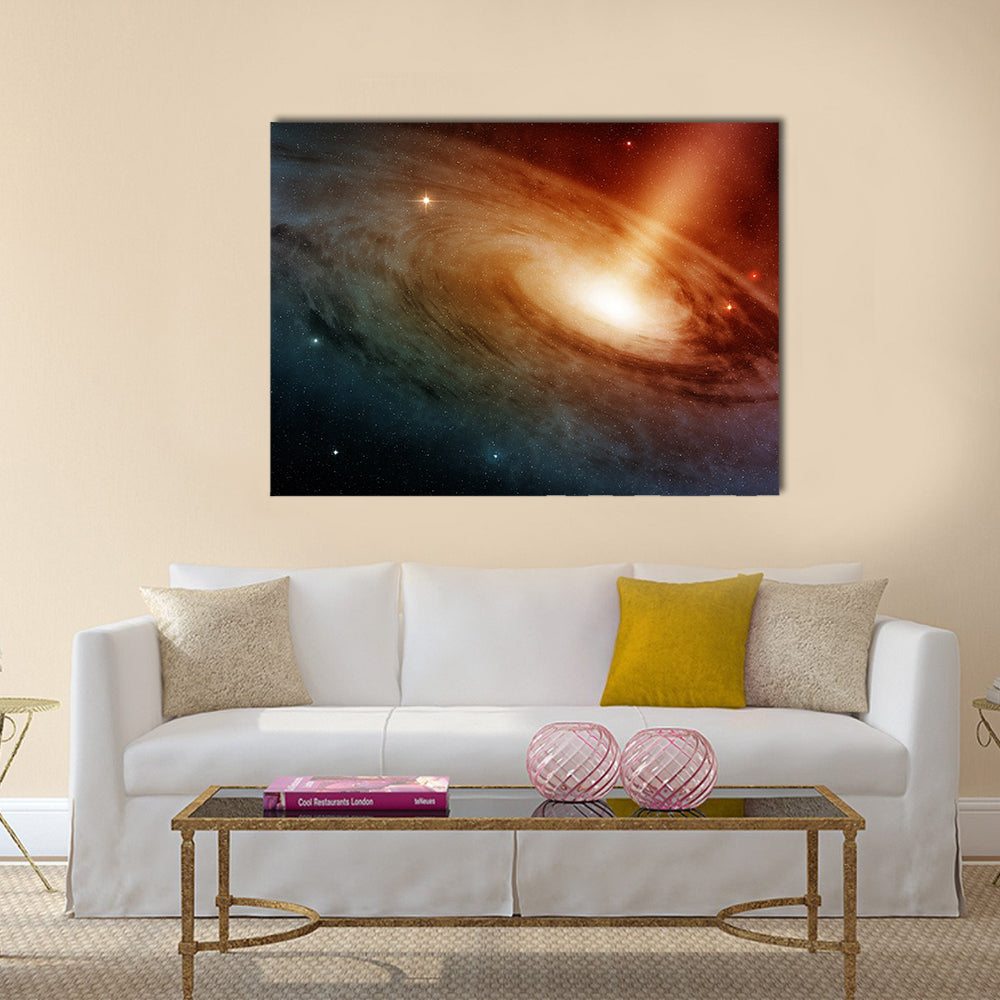 Spiral galaxy system glowing into deep space Multi Panel Canvas Wall Art