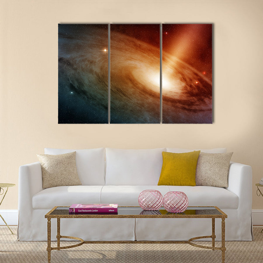 Spiral galaxy system glowing into deep space Multi Panel Canvas Wall Art