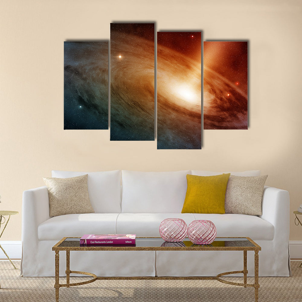 Spiral galaxy system glowing into deep space Multi Panel Canvas Wall Art