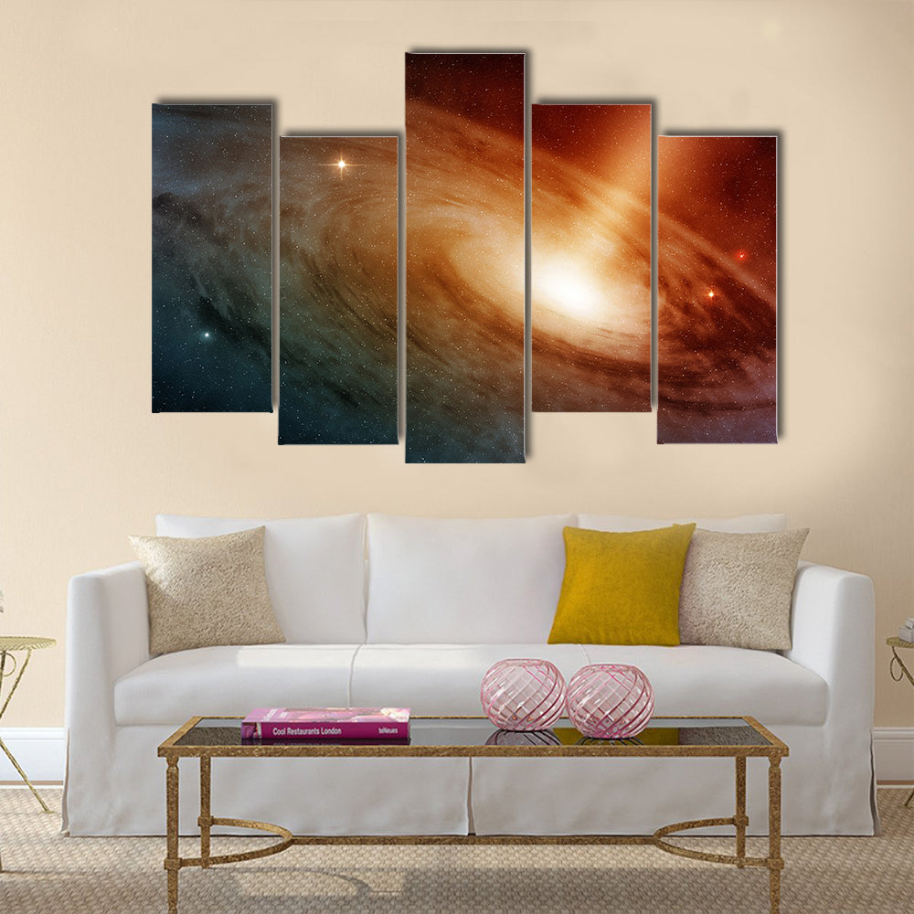 Spiral galaxy system glowing into deep space Multi Panel Canvas Wall Art