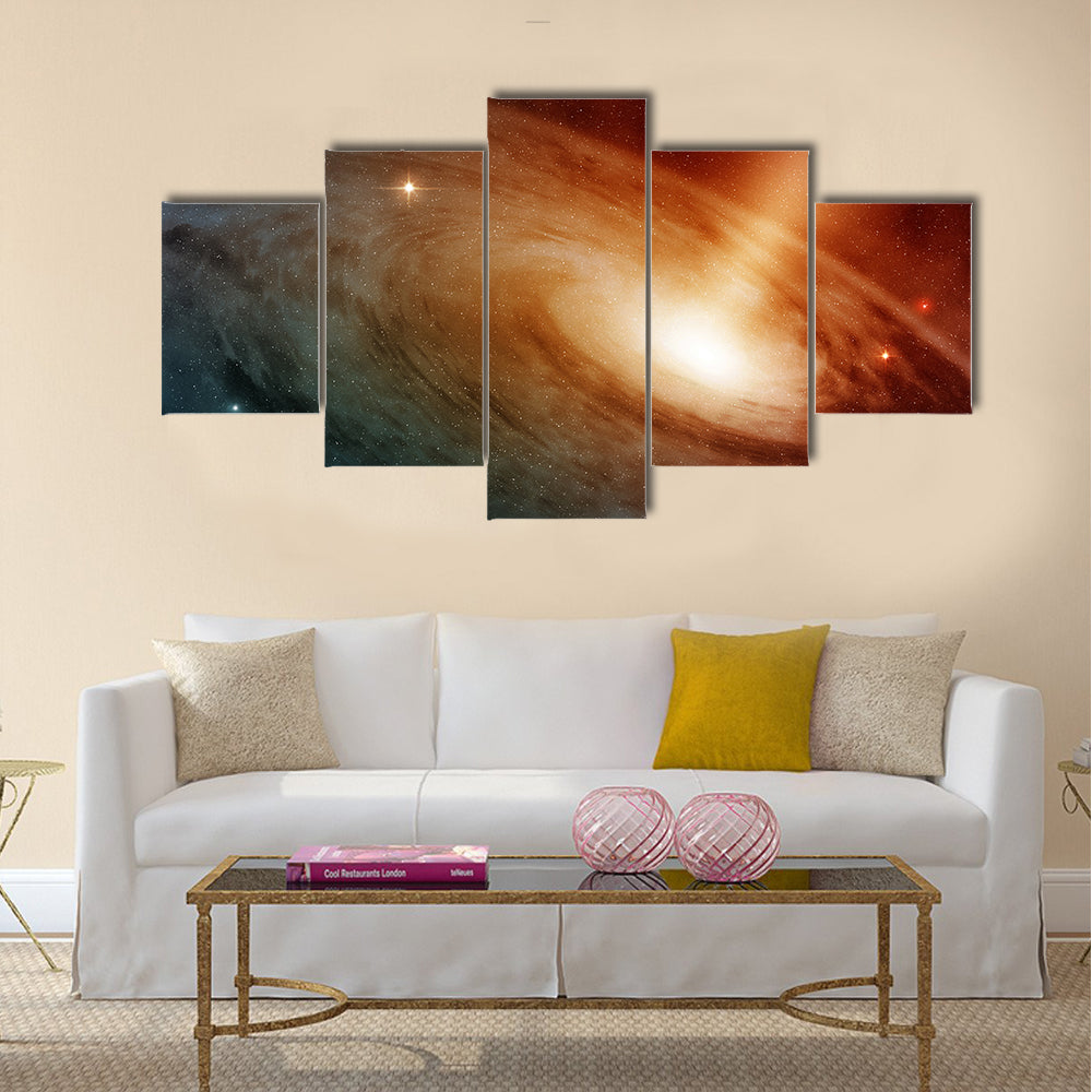 Spiral galaxy system glowing into deep space Multi Panel Canvas Wall Art