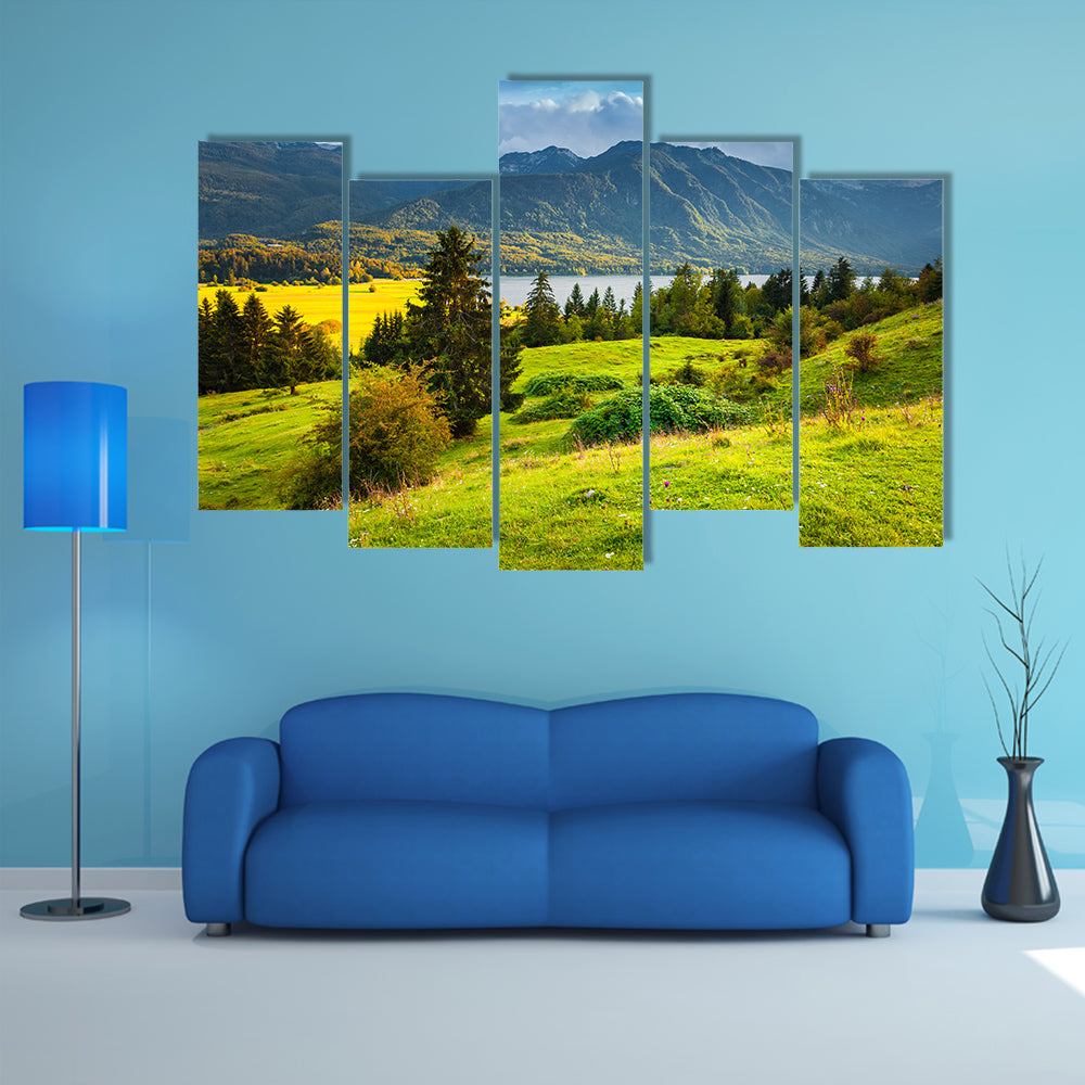 Colorful summer morning on the Triglav multi panel canvas wall art