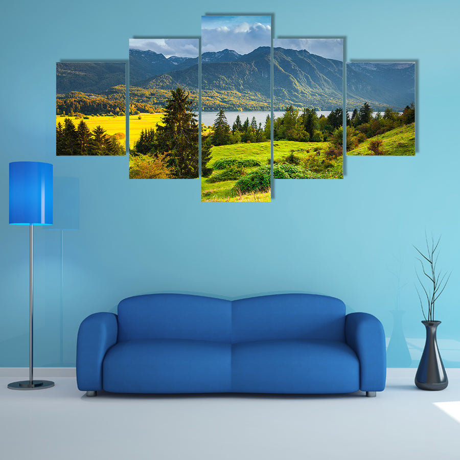 Colorful summer morning on the Triglav multi panel canvas wall art