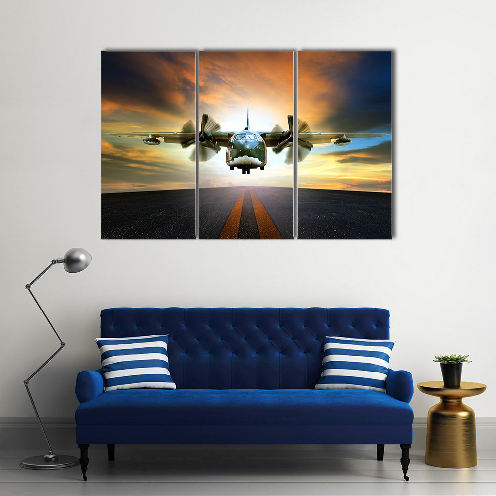 View Of An Old Military Container, Plane, Multi Panel Canvas Wall Art