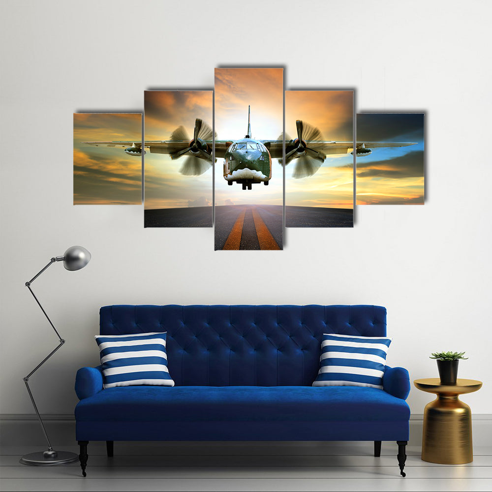 View Of An Old Military Container, Plane, Multi Panel Canvas Wall Art