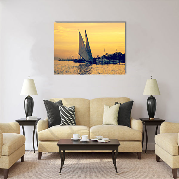 Sunset on Nile river Multi panel canvas wall art