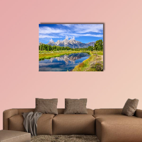 Landscape view of Grand Teton mountains Wyoming USA multi panel canvas wall art