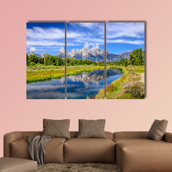 Landscape view of Grand Teton mountains Wyoming USA multi panel canvas wall art