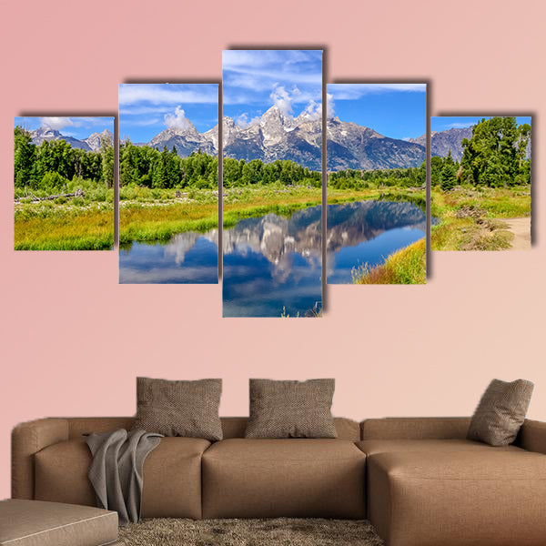 Landscape view of Grand Teton mountains Wyoming USA multi panel canvas wall art