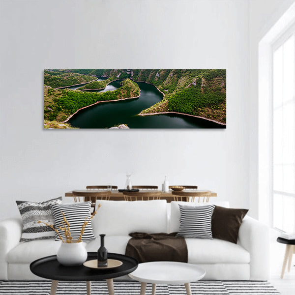 Wonderful canyon with the curving river panoramic canvas wall art