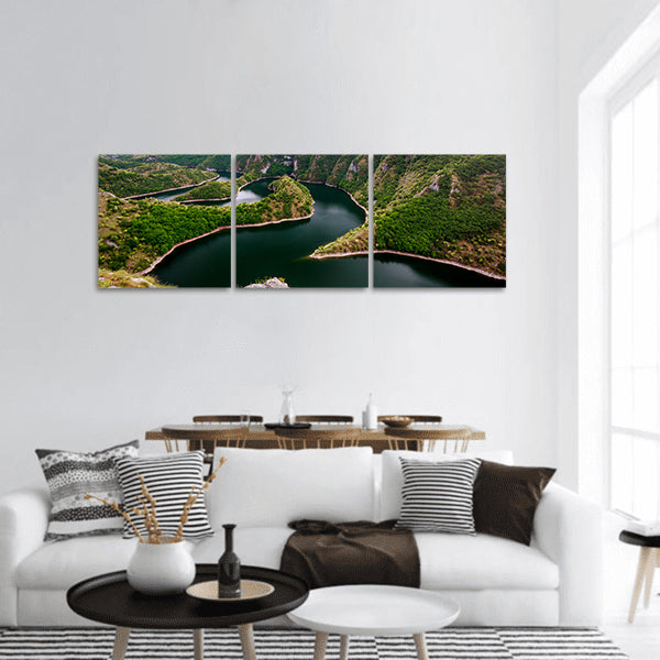 Wonderful canyon with the curving river panoramic canvas wall art