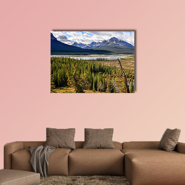 Scenic view of river and mountains near Icefield parkway Rocky wall art
